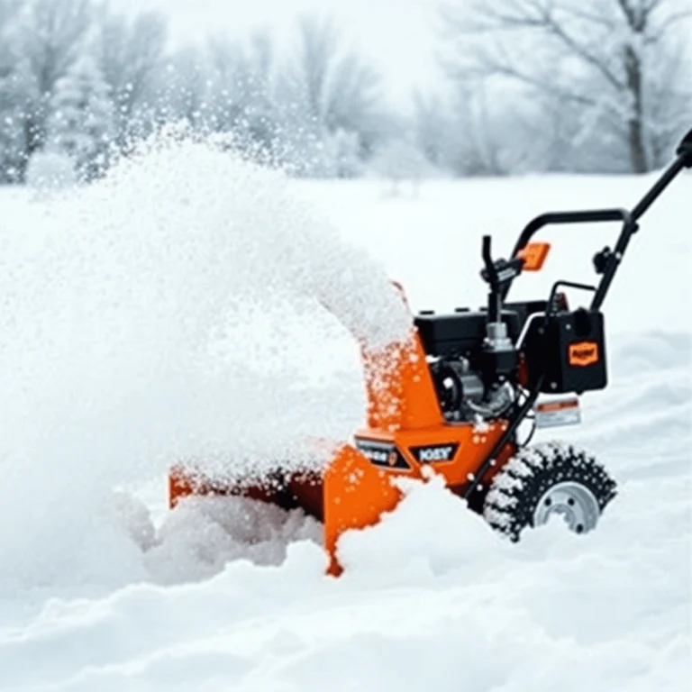 Person using a snow blower to clear snow